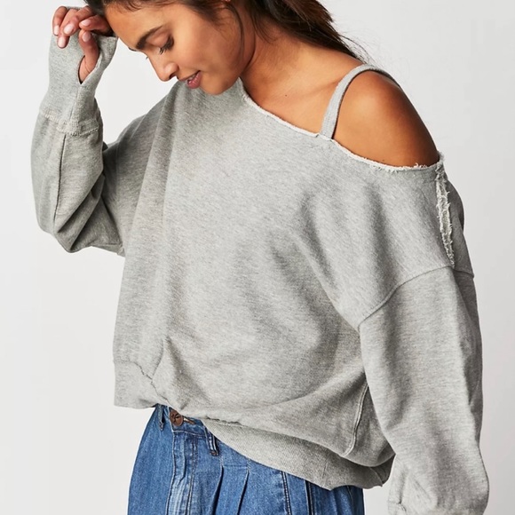 Free People Tops - NWT Free People On The Edge Pullover Gray Size XL
